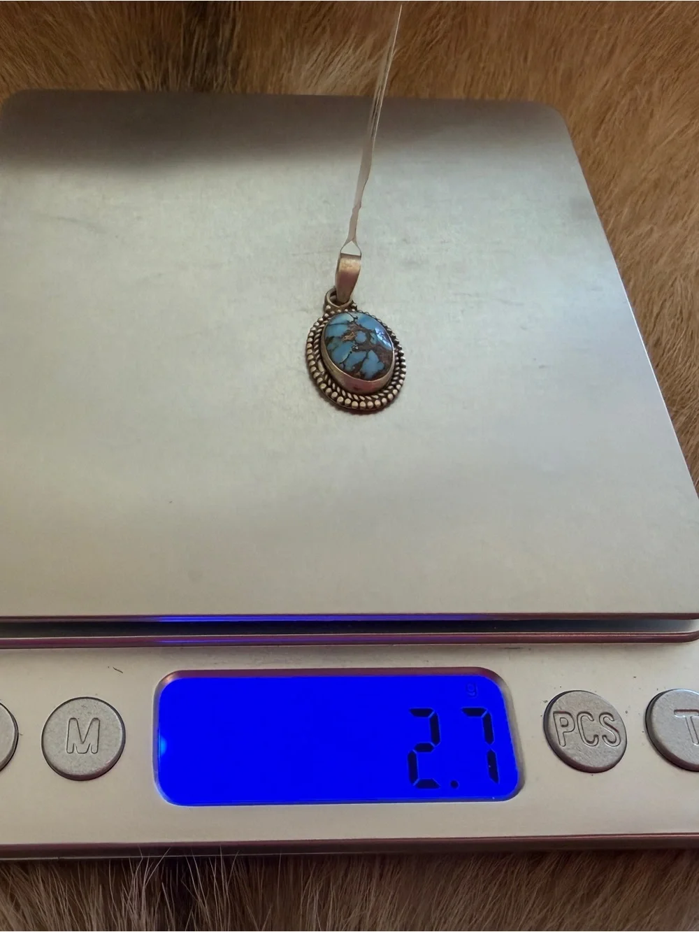 ❤️ Golden Hills Turquoise Pendant Matte Sterling 925 Pendant Unisex 1.03”L
